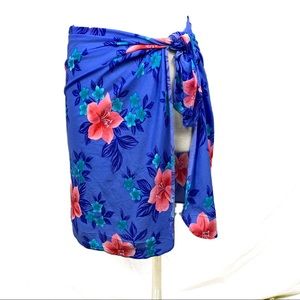 Tropical Floral  Wrap Knot Coverup Skirt sarong
